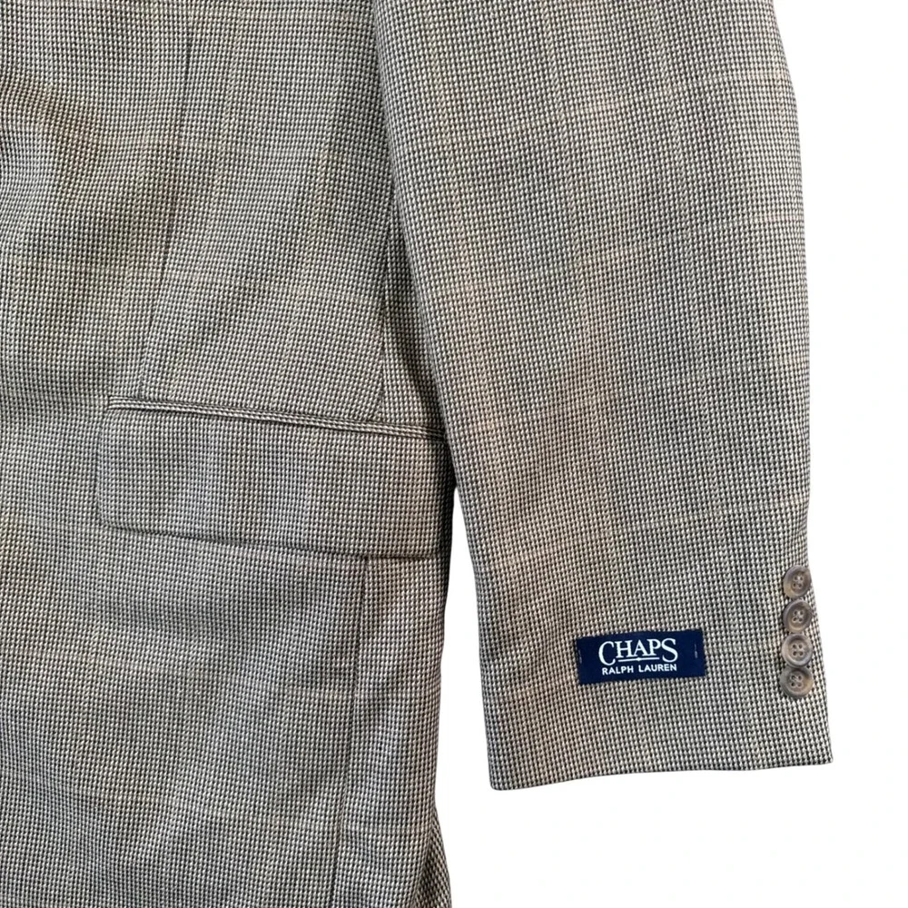 VTG Chaps Ralph‎ Lauren Blazer 40R Tan Plaid Old Money Tradcore Ivy League New